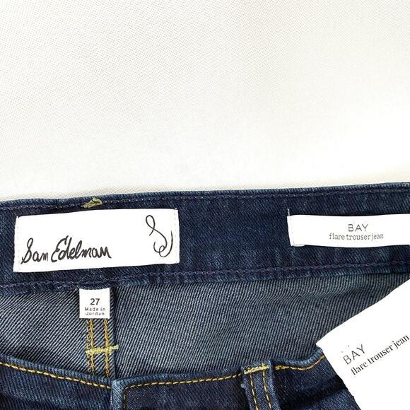 Sam Edelman Bay Flare Trouser Jeans Women 27 Blue Dark Wash High Rise Wide Leg - Picture 6 of 11
